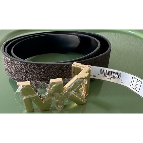 MICHAEL Kors | Brown MK Logo Twist REVERSIBLE Belt Gold Buckle main image 5